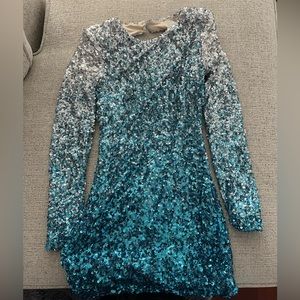 Hello Molly Blue ombré Silver sequin dress New with Tags